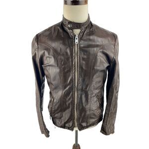 Vintage 60s Schott Brown Leather Cafe Racer Jacket Talon Zipper zip out Liner 38